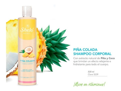 Imagen 2 de 2 de Shampoo Corporal Piña Colada, Relaja E Hidrata Tu Piel