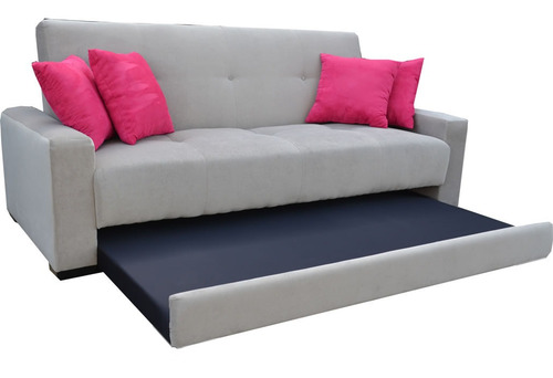 Sofa Cama Sofacama Futon Sillon Sala Mobleco Color Plata Diseño De La Tela Loneta