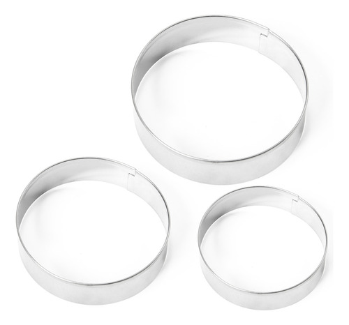 Molde Biscoito Massa 3 Peças Redondo Aço Inox Moda Do Chef
