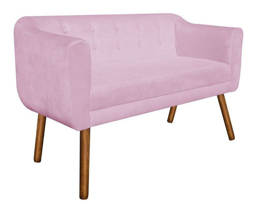 Poltrona Namoradeira Julia 2 Lugares Suede Rosa Bebê D'rossi