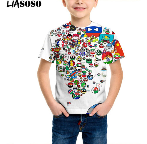 Playeras 3d Countryball Polandballs For Niños