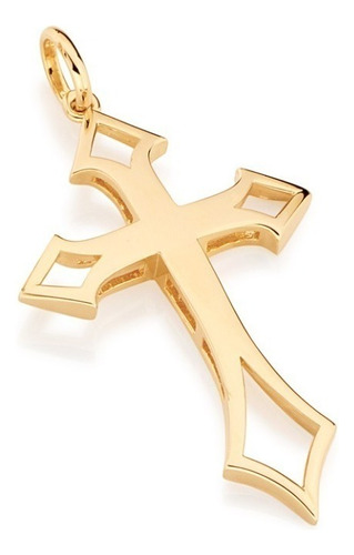 Pingente Crucifixo Masculino Grande Folheado Ouro Rommanel Cor Dourado
