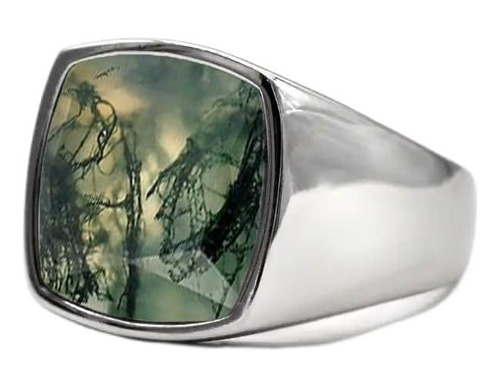 Anillo Agata Musgosa Plata S925 Hombre