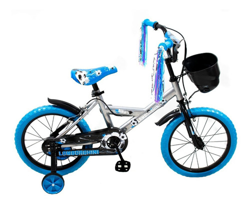 Bicicleta paseo infantil Dencar Urby 217126003U R16 color azul lamborghini con ruedas de entrenamiento  