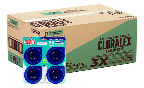 Cloralex baños pastilla para tanque azul 4pz pack 12 blister