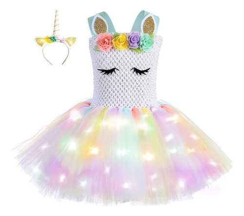 Vestido De Unicornio Brillante De Princesa Para Niñas, Dibuj