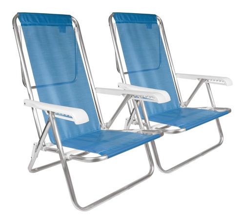 Reposera Sillón Playa X 2 Camping 8 Pos. Aluminio Sannet Mor