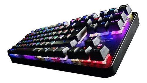 Imagen 2 de 7 de Teclado gamer Njoytech Ghost Knight 3 Tournament Edition QWERTY Outemu Blue español color negro con luz RGB