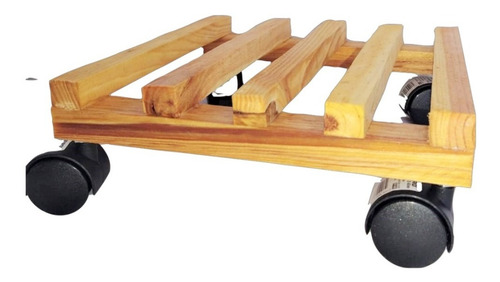 Bases De Madera Para Maceta Con Ruedas Paquete De 3 Natural