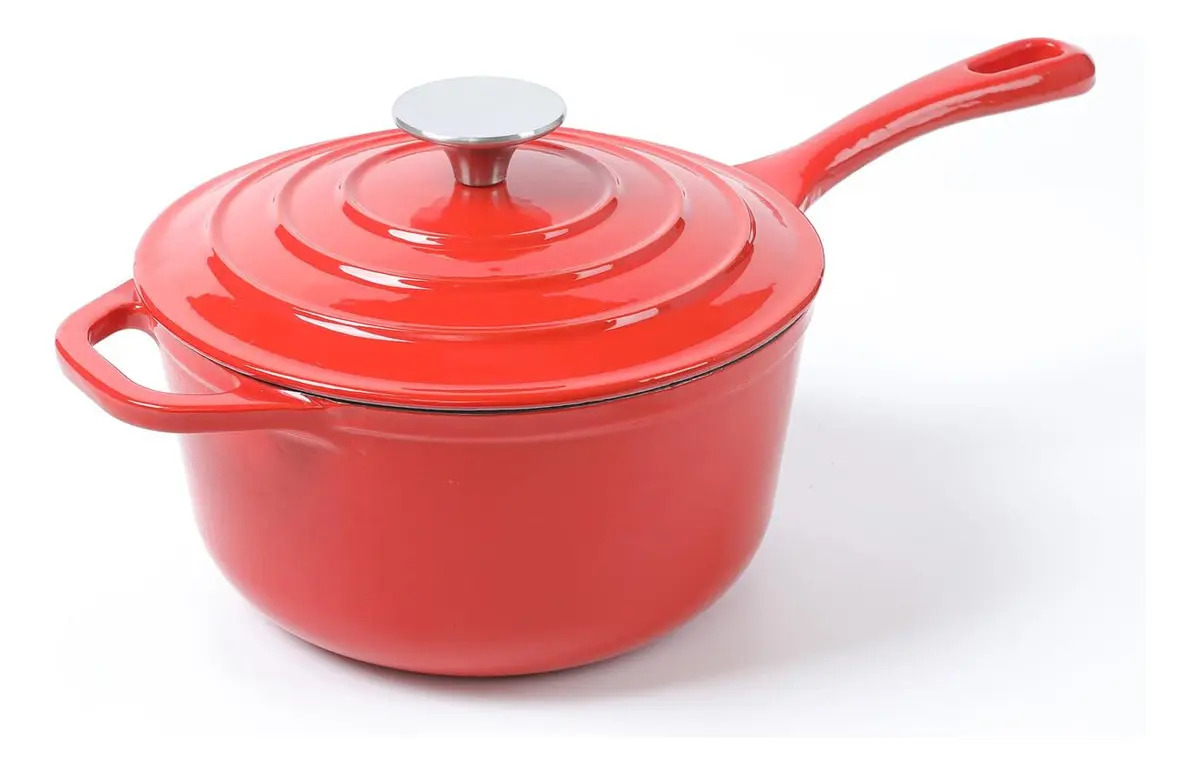 Hawok Cacerola De Hierro Fundido Esmaltado, Cacerola De 2.6. Color Rojo