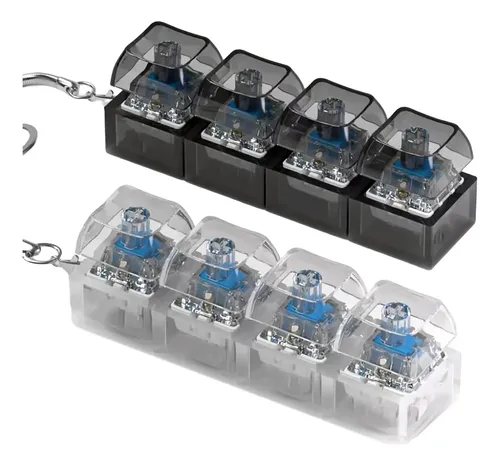 Pack De 2 Llaveros Fidget Teclado Con Luces LED – Juguete Antiestrés Portátil De 4 Teclas Con Clics Realistas