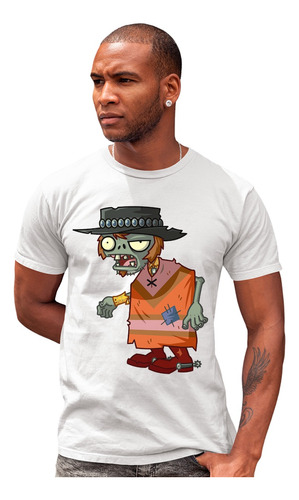 Playera Alfa Blanca Plantas Vs Zombies Poncho Vaquero