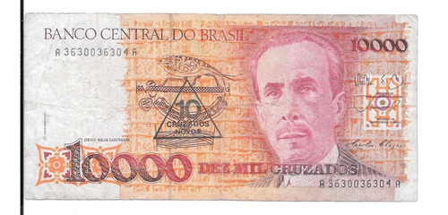 Liquido Billete De Brasil 10.000 Cruzados 1989 Resellado