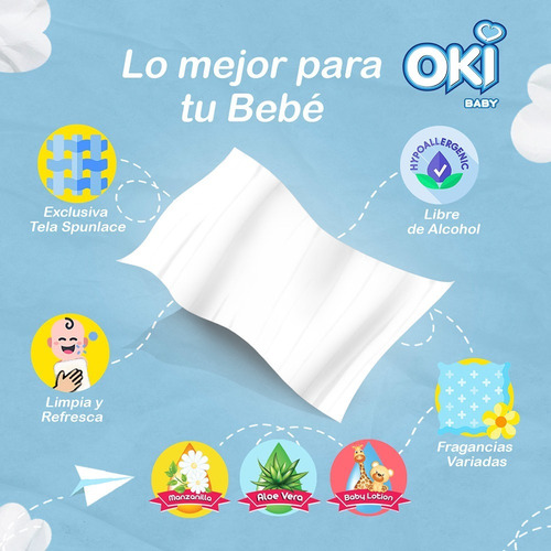 Imagen 3 de 4 de Toallitas Húmedas Baby Lotion 72 Unid Oki Baby