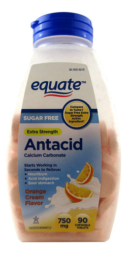 Equate Fuerza Extra Sugar Free Anti-cido Naranja, Crema Sabo