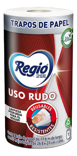 Regio Uso Rudo, Toalla De Papel Reusable, 1 Rollo