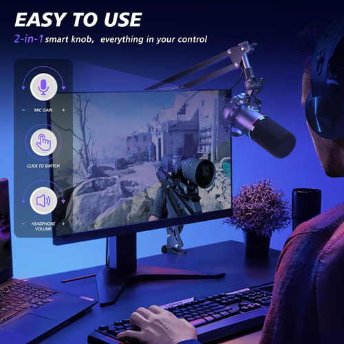 Maono Xlr/usb Kit De Micrófono Dinámico, Rgb Podcast Mic...