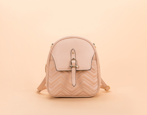 Bolsa Mochilete Feminina Compacta E Funcional P/ O Dia A Dia Cor Bege