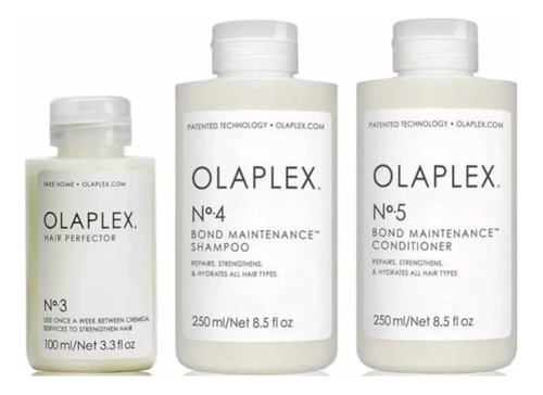 Olaplex Pack N*3+ N*4+ N*5 Perfector+shampoo+acondicionador