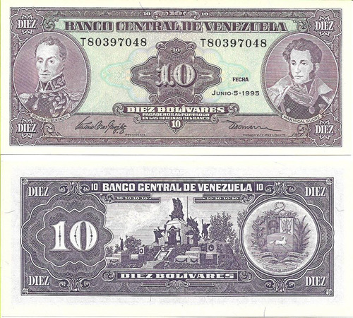 Venezuela. 10 Bolivares. 1995. Pick 61.  Unc S/c