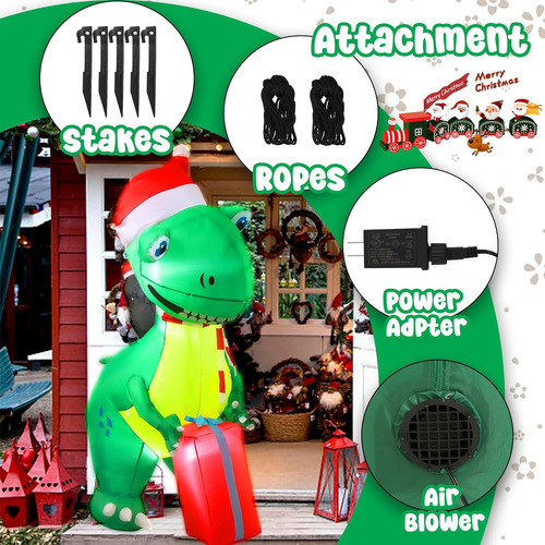 M Mingle Dinosaur Inflable Inflable, Decoraciones Navideñas