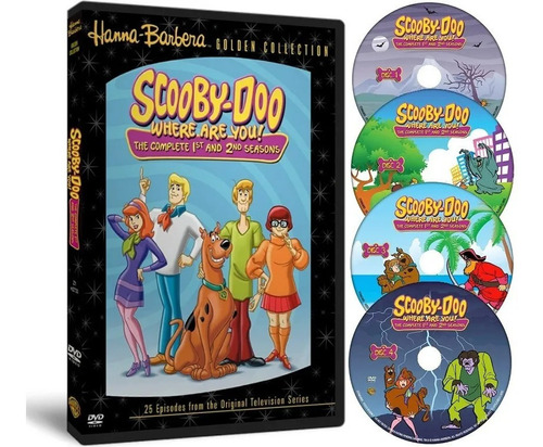 Box Dvd Scooby Doo Cadê Você - 1ª 2ª 3º Temporada Completas 