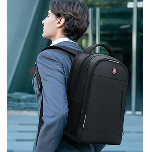 Mochila Masculina Notebook Espaçosa Executiva Cor Preto Desenho Do Tecido Lisa