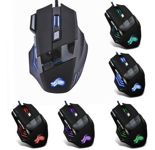 Mouse Gamer Para Juegos De 7 Botones 5500 Dpi Led Óptico Usb