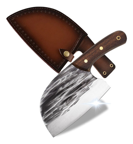 Cuchillo Profesional Vikingo Carnicero Hacha Forjado + Funda