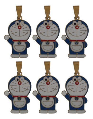 Lote X6 Dijes Gato Doraemon Acero Quirúrgico 