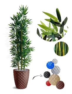 Planta Artificial Bambu Com Vaso Marrom Casa & Decoração