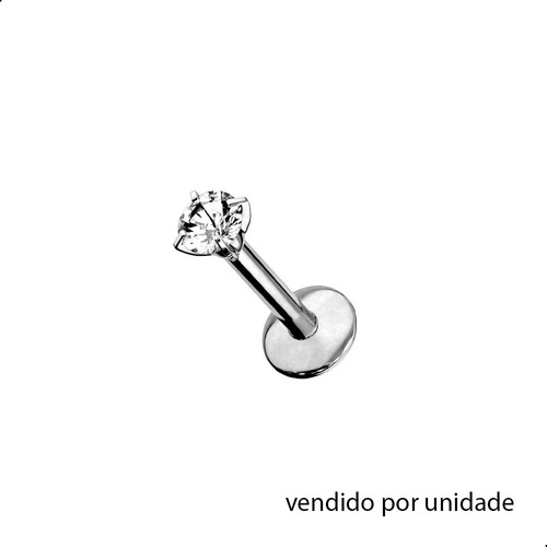 Brinco Aço Inox 316 Zirconia 3mm Pino 8mm Labret  21921892