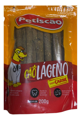 Petisco P/ Cães Cãolágeno Palitos Sabor Carne Petiscão 200g