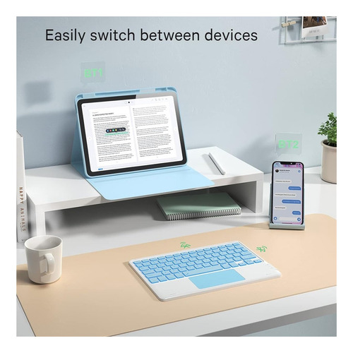 P/galaxy Tab S6 Lite 10.4 Azul Funda Con Teclado+mouse+lápiz