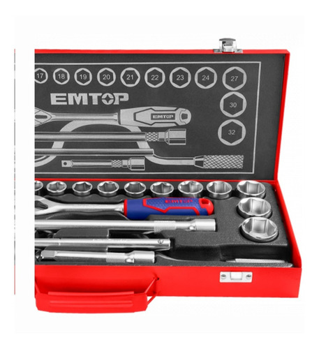 Herramienta Emtop Juego De 24 Dados Llaves Mecanicas 1/2''