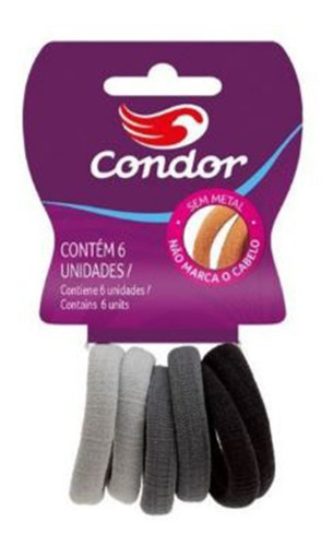 Elásticos Neutros Cabelo Sem Metal 6 Unidades - Condor