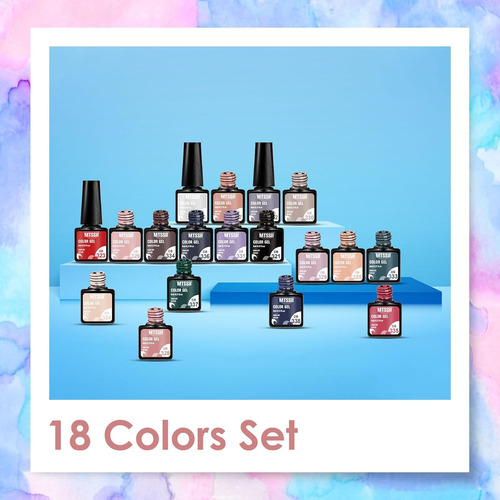 Mtssii Juego De 18 Esmaltes De Uñas De Gel, 18 Colores, Kit