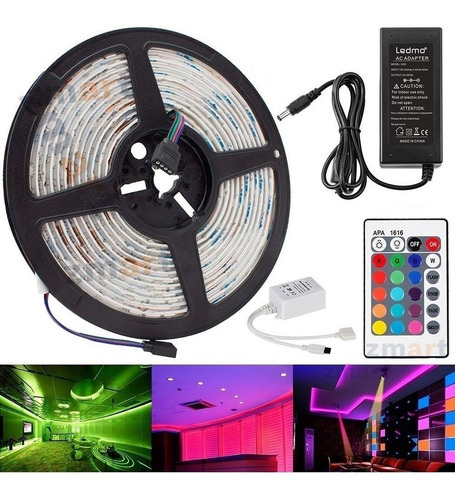 Imagen 8 de 8 de Tira Led 5050 Rgb Control Remoto Exterior 5 Mts