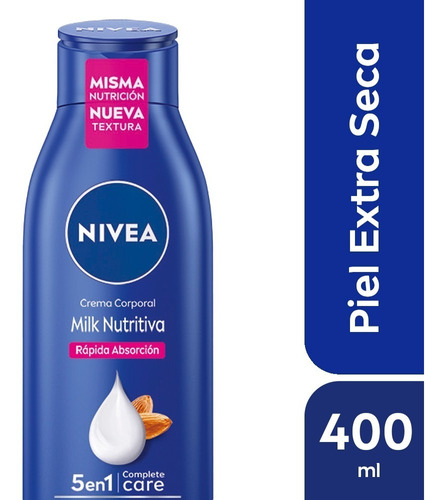 Crema Corporal Nivea Milk Nutritiva Piel Extra Seca X 400 Ml