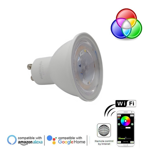 Lámpara Led Dicroica Wifi 5w Smart Rgb Macroled