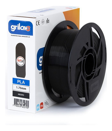 Grilon3 filamento 3d pla de 1.75mm y 1kg negro