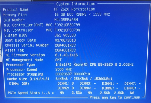 Workstation Hp Z620 16ram Hd500gb Video De 1gb Xeon 2ghz (Usado)