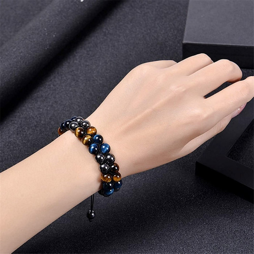 Pulsera Ojo De Tigre Obsidiana Hematites Brazalete Cuentas F