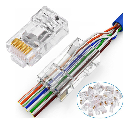 Conector Rj45 Cat6 Pass Through - Pack 100 Unidades