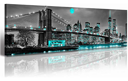 Jiazugo Brooklyn Bridge Canvas Wall Art New York Skyline Cit