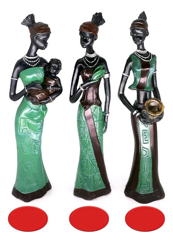 Paquete De 3 Estatuas Africanas Para Mujer, Escultura De Mu.