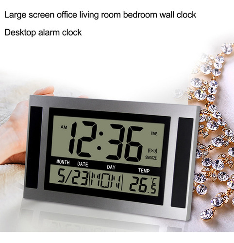 Reloj Digital De Pared Lcd Con Calendario De Temperatura Con