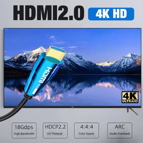 Cabo Fibra Óptica Hdmi 2.0 4k 60hz / 18gbps De 25 Metros