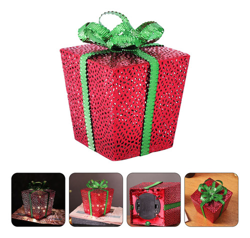 Caja De Regalo Luminosa Led De Hierro, Caja De Regalo De Nav