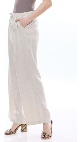 Pantalon Foley's Beige Elastico Bolsas Diagonales Mujer 1255